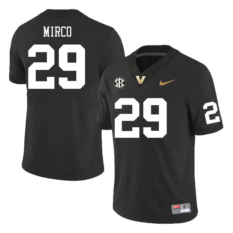 Vanderbilt Commodores #29 Jesse Mirco College Football Jerseys Stitched Sale-Black